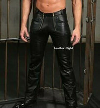 Cargar imagen en el visor de la galería, Men&#39;s Real Leather Fashion Pants Trouser

