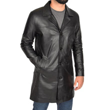 Cargar imagen en el visor de la galería, Men&#39;s Black Genuine Lambskin 3/4 Length Coat Jacket

