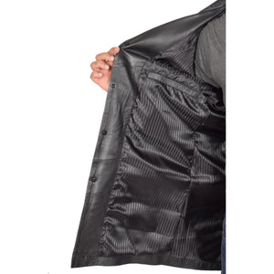 Men's Black Genuine Lambskin 3/4 Length Coat Jacket