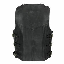 Indlæs billede til gallerivisning Men&#39;s Black Genuine Leather Waistcoat Vest
