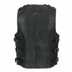 Men's Black Genuine Leather Waistcoat Vest