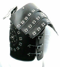 Indlæs billede til gallerivisning Men&#39;s Black Genuine Leather Samurai Roman Gladiator Armour
