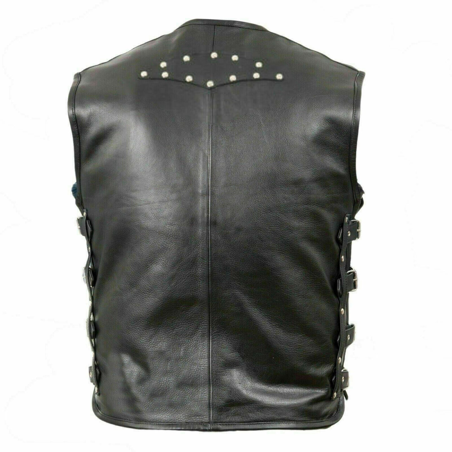 Gilet de motard en cuir véritable pour homme
