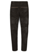 Indlæs billede til gallerivisning Men&#39;s Dark Brown Genuine Leather Slim Fit Jeans
