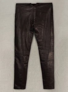 Pantalon en jean coupe slim en cuir véritable pour hommes