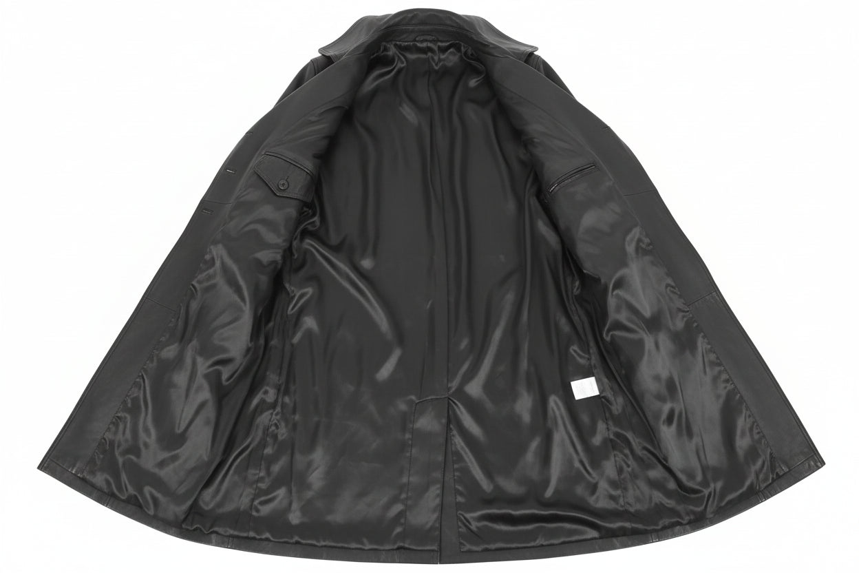 Women's Black Genuine Leather Full Length Coat