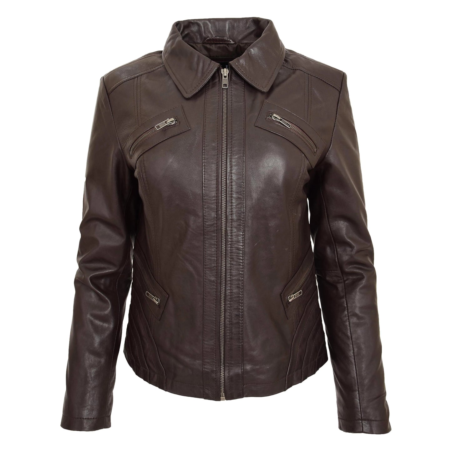 Women's Dark Brown Genuine Leather Jacket