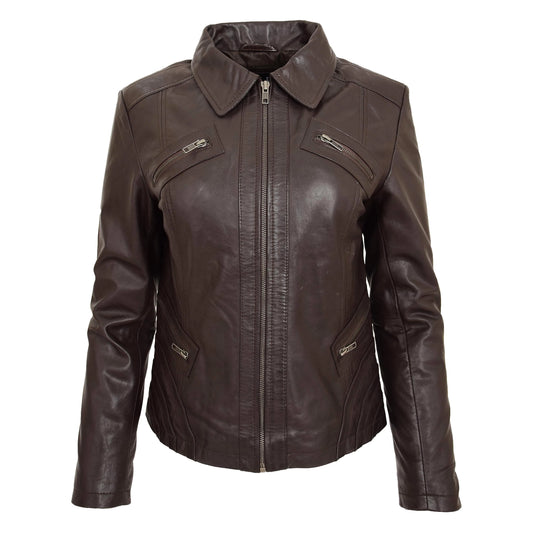 Women's Dark Brown Genuine Leather Jacket