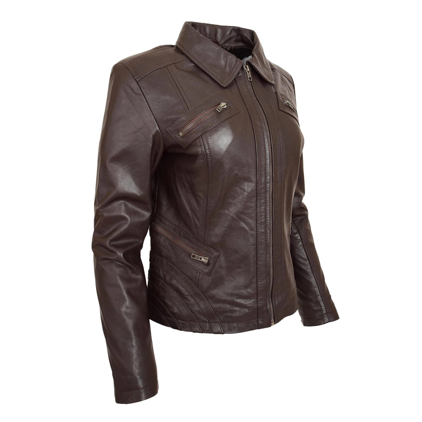 Women's Dark Brown Genuine Leather Jacket
