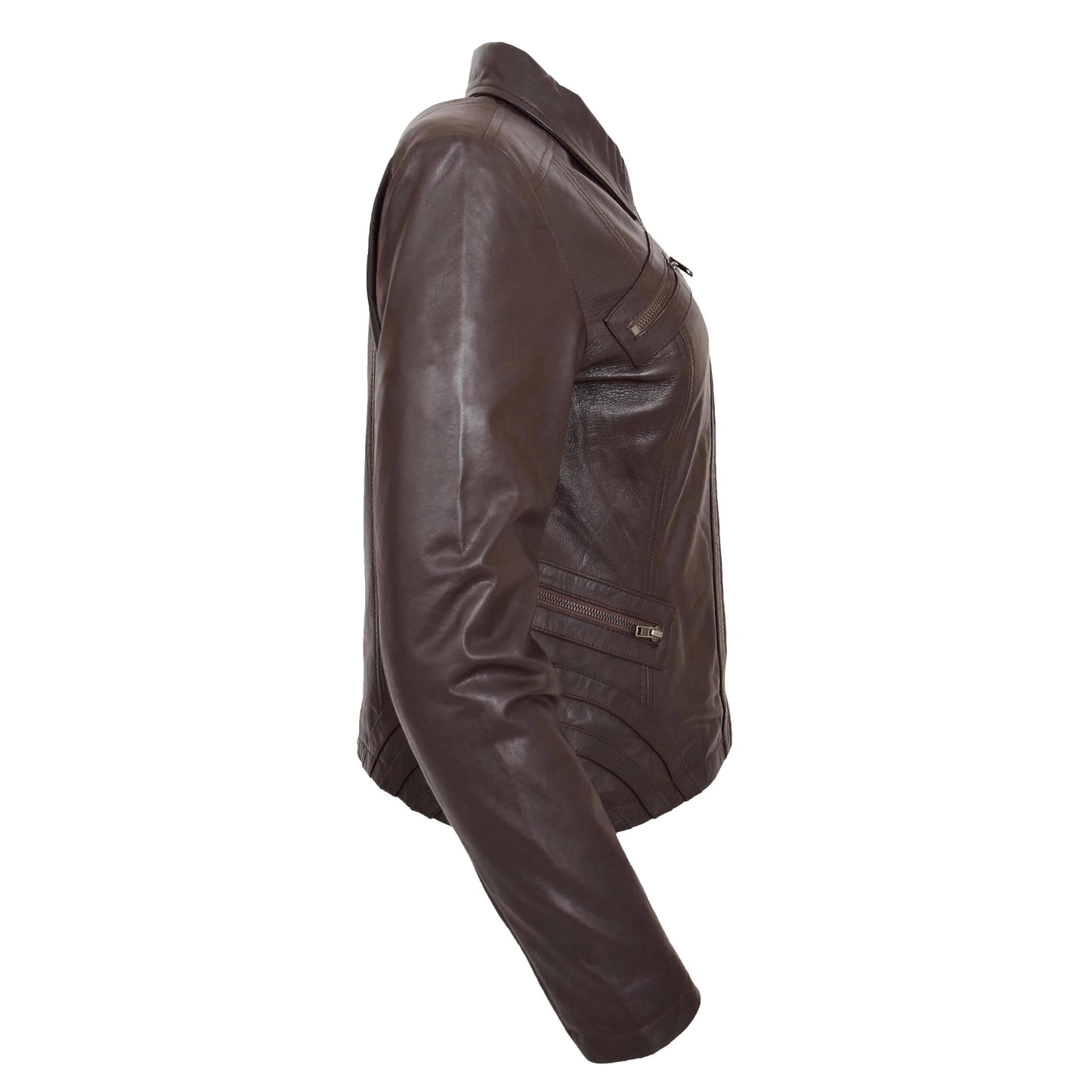 Women's Dark Brown Genuine Leather Jacket