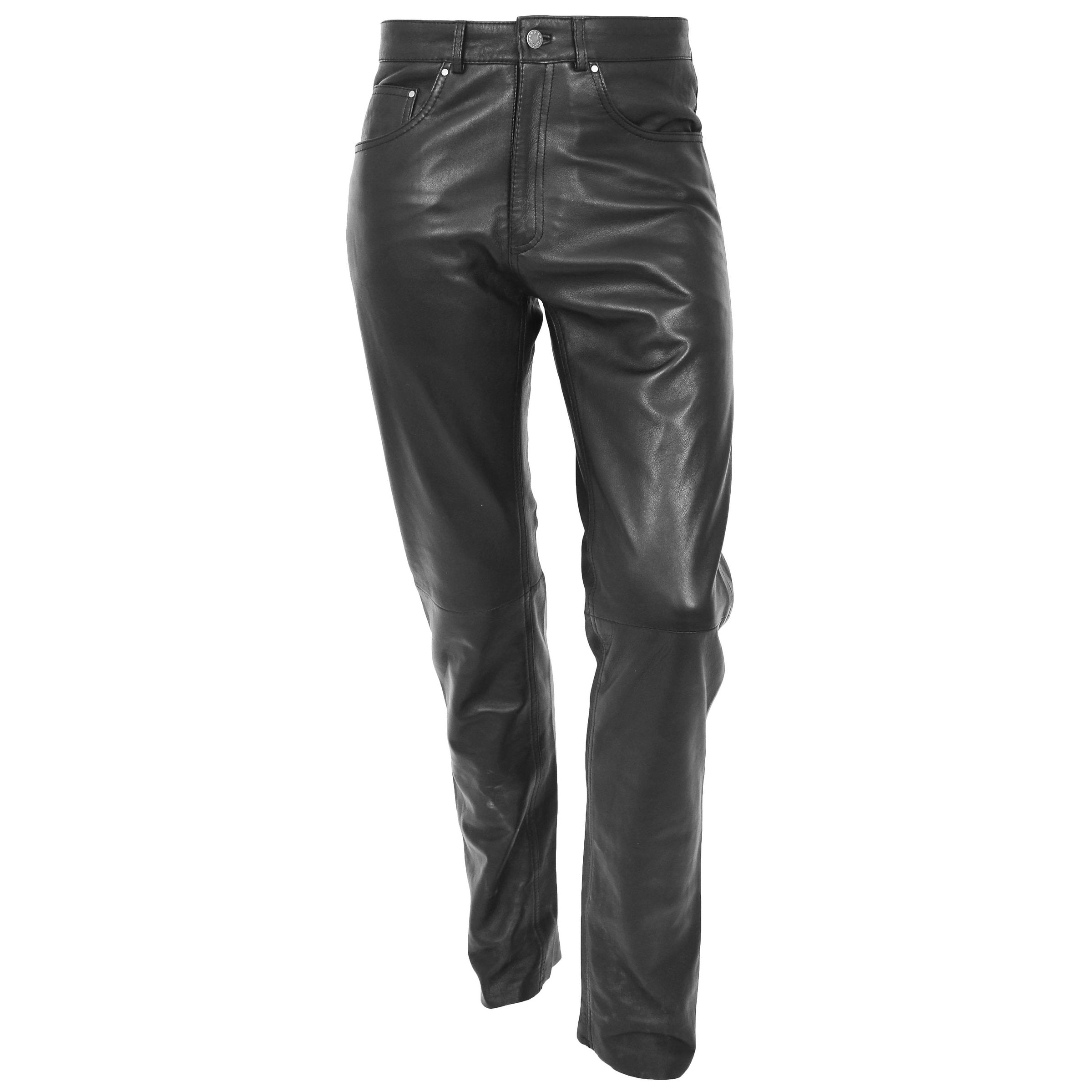 Men's Genuine Leather Jeans pants