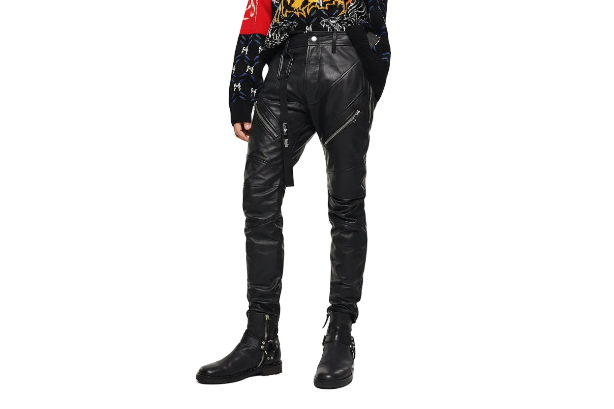 Men's Genuine Leather Slim Fit Pants