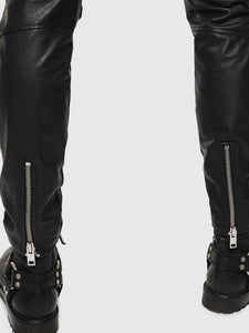 Men's Genuine Leather slim fit Biker pants