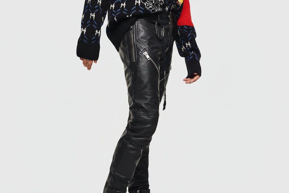 Men's Genuine Leather Slim Fit Pants