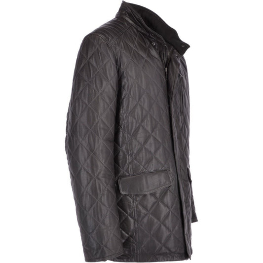 Veste matelassée homme noire en cuir véritable Diamond