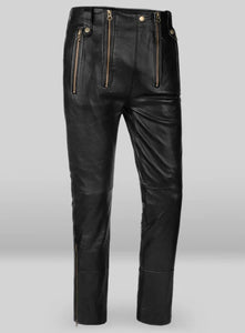 Pantalon en jean Anchor coupe slim en cuir véritable pour hommes