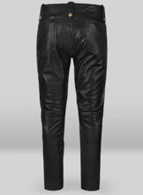 Cargar imagen en el visor de la galería, Men&#39;s Genuine Leather slim fit Anchor Jeans Pants
