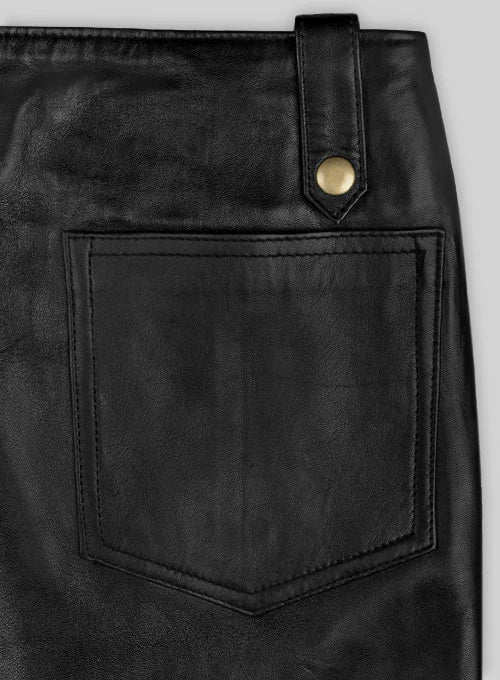 Men's Leather Slim Fit Anchor Jeans Pants