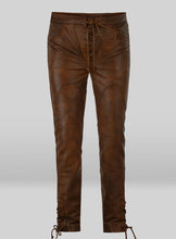 Cargar imagen en el visor de la galería, Men&#39;s Brown Genuine Leather Slim Fit Jeans
