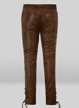 Cargar imagen en el visor de la galería, Men&#39;s Brown Genuine Leather Slim Fit Jeans
