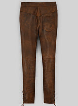 Laden Sie das Bild in den Galerie-Viewer, Braune Slim Fit Jeans aus echtem Leder für Herren
