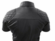 Lataa kuva Galleria-katseluun, Men&#39;s Genuine Leather Quilted short sleeve shirt
