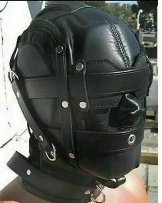 Genuine Leather Hood Mask Bondage