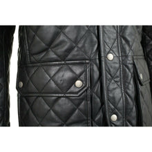 Cargar imagen en el visor de la galería, Men&#39;s Black Genuine Leather Quilted Jacket
