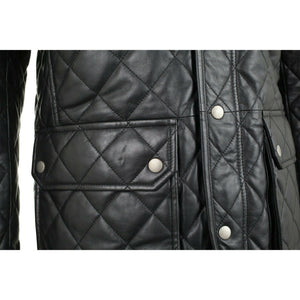 Men's Black Genuine Leather Quilted Jacket