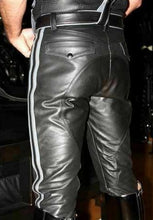 Cargar imagen en el visor de la galería, Men&#39;s Black Genuine Leather Punk Biker trouser pants
