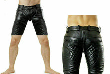 Load image into Gallery viewer, Men&#39;s Black Real Leather quilted Shorts
