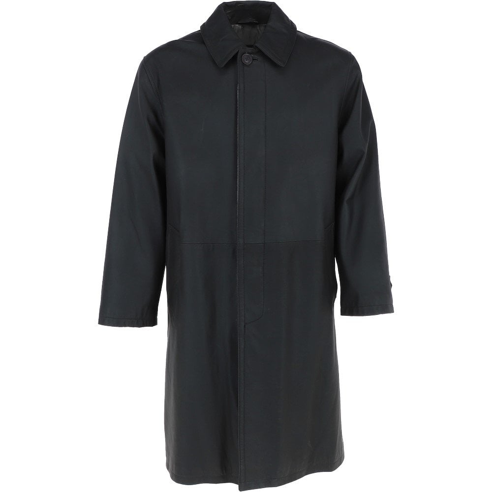 Veste Pardessus Homme Noire En Cuir D'Agneau Véritable