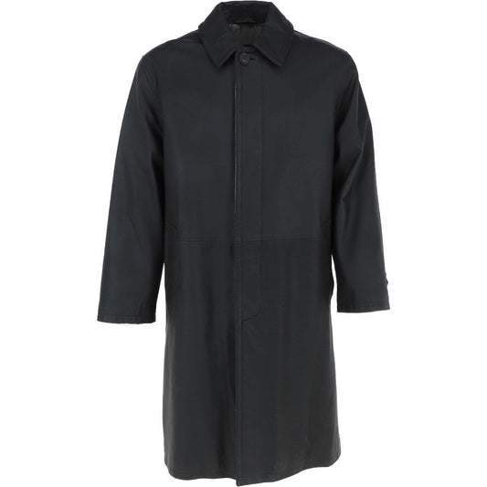Veste Pardessus Homme Noire En Cuir D'Agneau Véritable