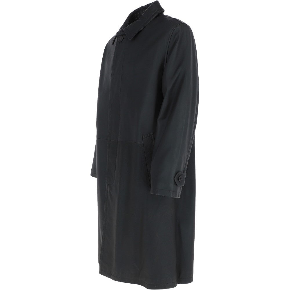 Veste Pardessus Homme Noire En Cuir D'Agneau Véritable
