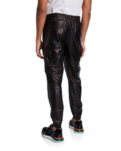 Charger l&#39;image dans la galerie, Pantalon de jogging cargo en cuir véritable pour hommes
