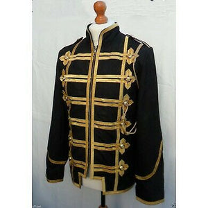 Men's Nubuck Leather Military Rock Jacket Tunic Coat Steampunk