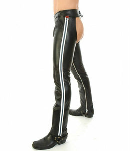 Men's Genuine Leather Chaps With Detachable Cod Gay Chaps Pants BLUF