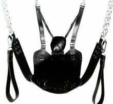 Cargar imagen en el visor de la galería, Genuine Black Leather sling heavy duty sex swing sling adult play hammock
