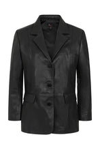 Afbeelding in Gallery-weergave laden, Ladies Black Genuine Leather Blazer
