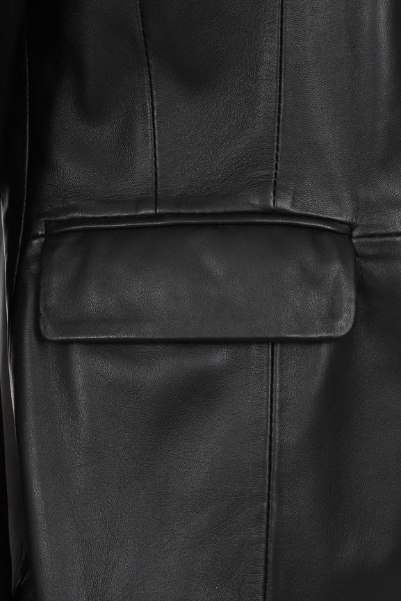 Women's Black Genuine Leather Blazer