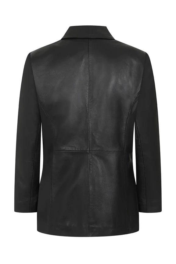 Women's Black Genuine Leather Blazer