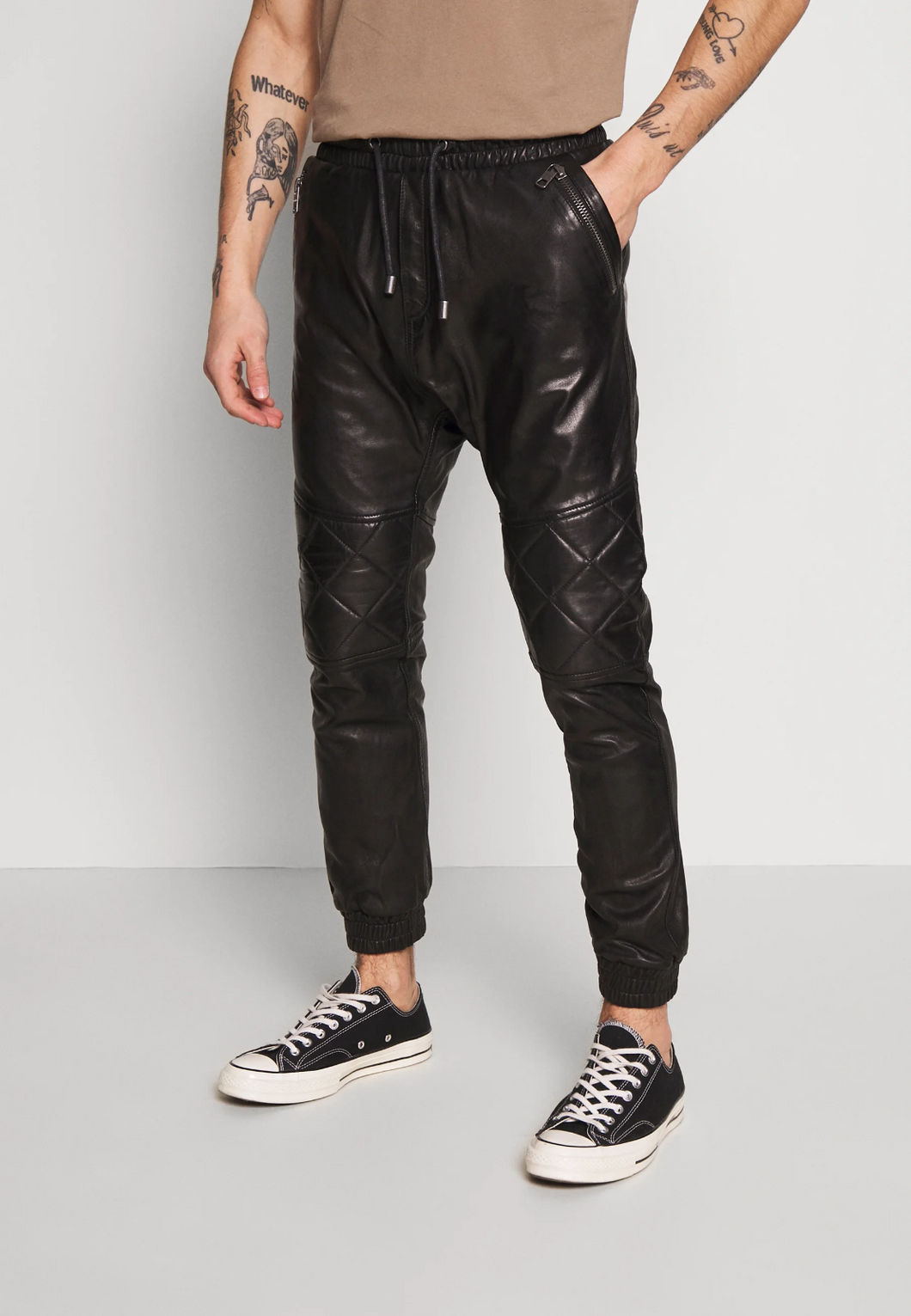 Leather joggers men hotsell