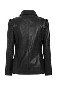 Veste en cuir véritable noir pour femme