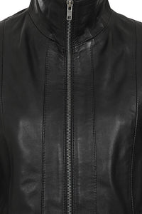 Veste en cuir véritable noir pour femme