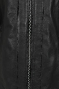 Veste en cuir véritable noir pour femme