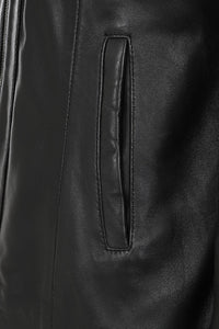 Veste en cuir véritable noir pour femme