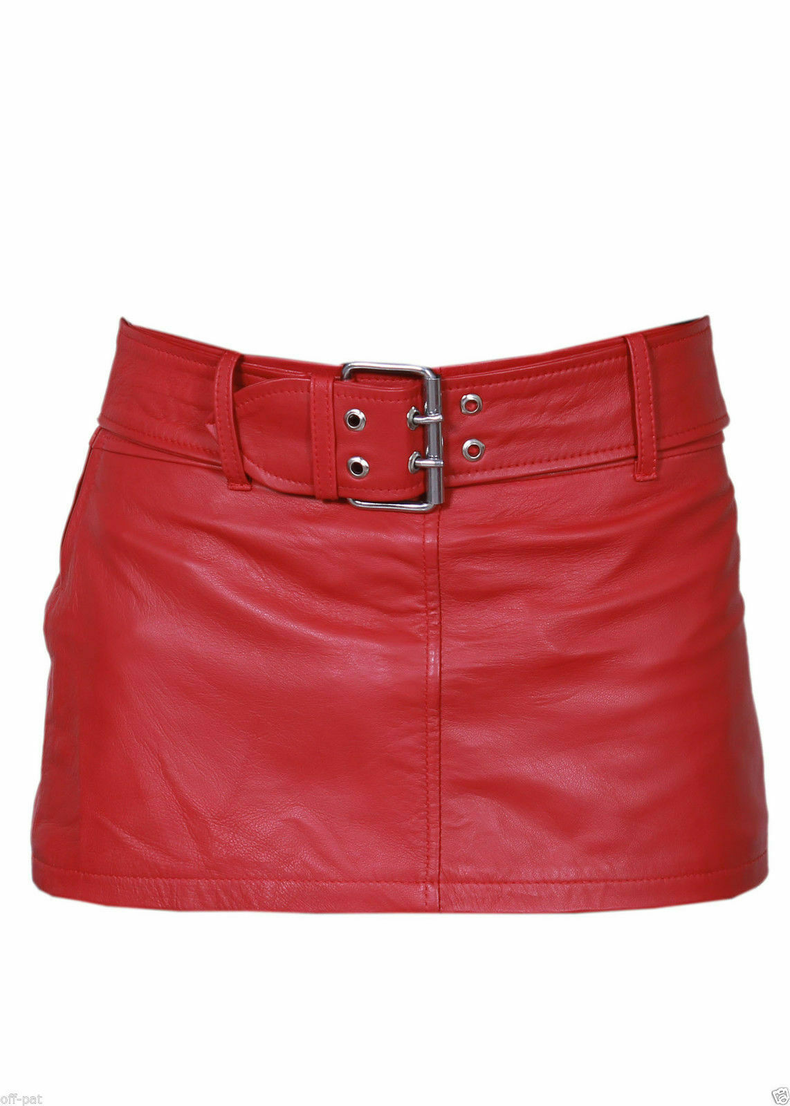 Damen Echtes Leder Roter Minirock Clubwear