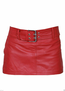 Mini jupe rouge en cuir véritable pour femme Clubwear