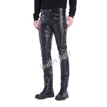 Last inn bildet i Galleri-visningsprogrammet, Men&#39;s Genuine Leather slim fit Biker pants
