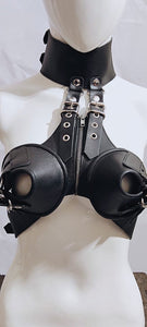 Leather bra breast harness fetish leather bikini